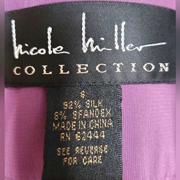 Nicole Miller Purple Silk Halter Deep V-neck Cowl Back Bubble Hem Dress/US 6 - Picture 5 of 16